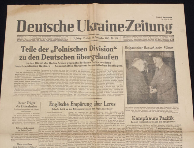 (Newspaper) Deutsche Ukraine-Zeitung #272 Freitag 19. November 1943 - rare