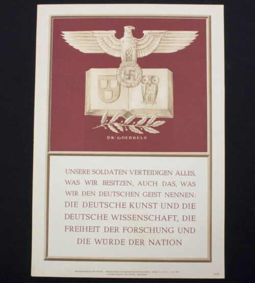 WWII German NSDAP Wochenspruch (propaganda miniposter) – Dr. Goebbels (1941)