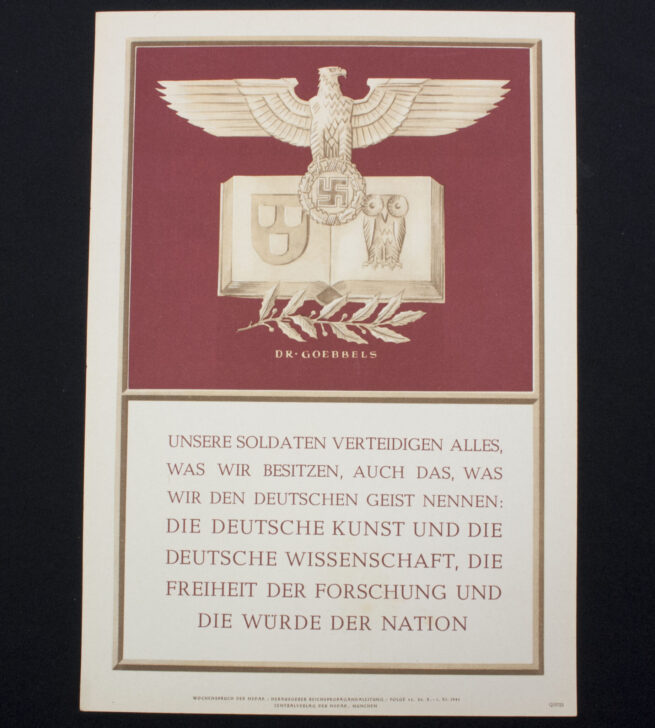 WWII German NSDAP Wochenspruch (propaganda miniposter) – Dr. Goebbels (1941)