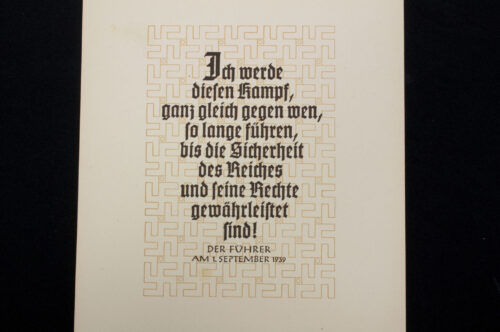 WWII German NSDAP Wochenspruch (1939)