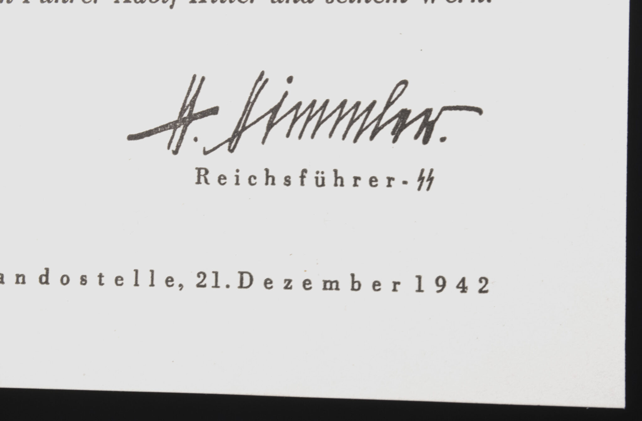 Der Reichsführer-SS Julkerze document (1943) - extremely rare