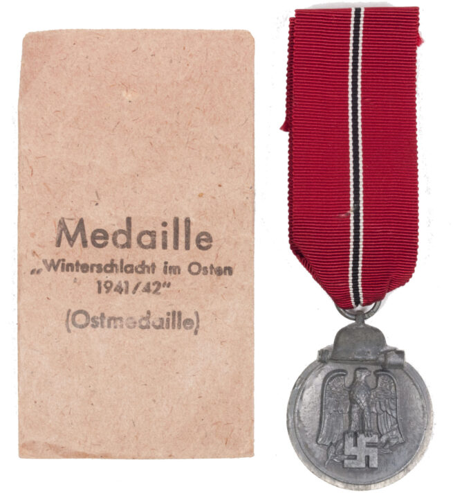 Medaille Winterschlacht im OSten 194142 (Ostmedaille) + Enveloppe (Maker Wiedmann)