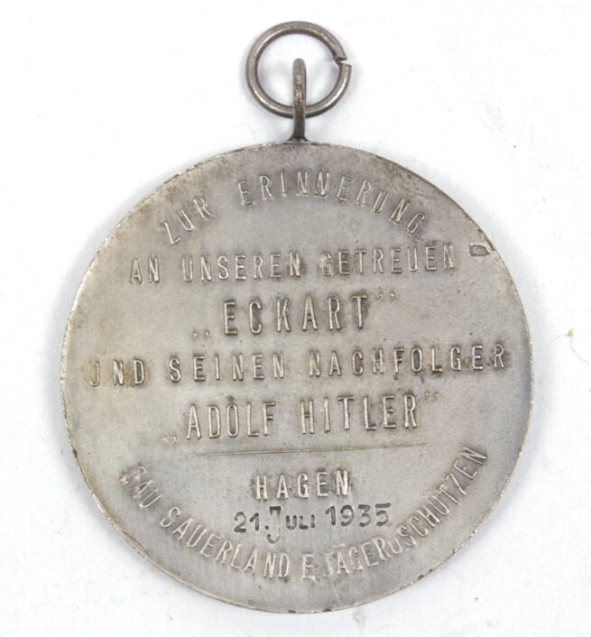 Gau Sauerland e. Jägerschützen Zur Erinnerung an unseren getreuen Eckart und seinem Nachfolger Adolf Hitler (1935) medaille