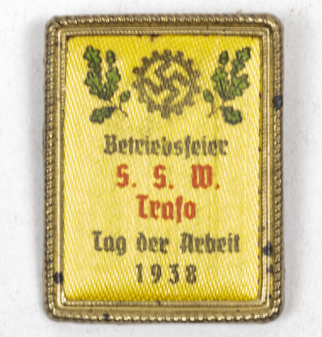 Tag der Arbeit Betriebsfeier S.S.W. Trafo 1938 abzeichen - Very rare