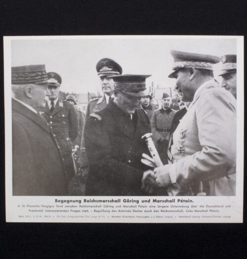 German WWII Bilderkasten paper photo Begegnung Reichsmarschull Göring und Marchall Petain