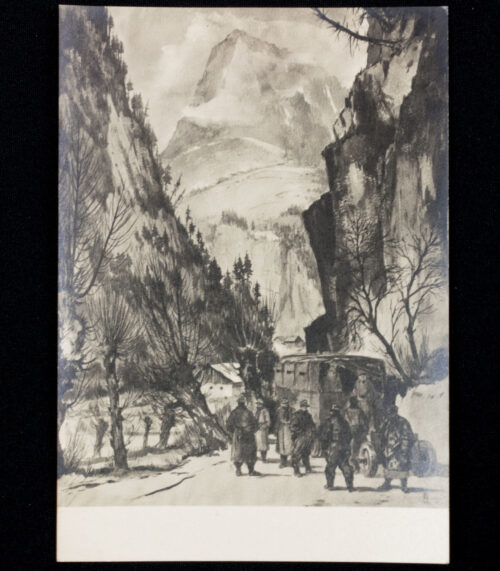 (Postcard) Deutsche Künstler und die SS - Walter Möbius Polizei bei Marschpause im Gebirge
