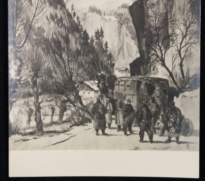 (Postcard) Deutsche Künstler und die SS - Walter Möbius Polizei bei Marschpause im Gebirge