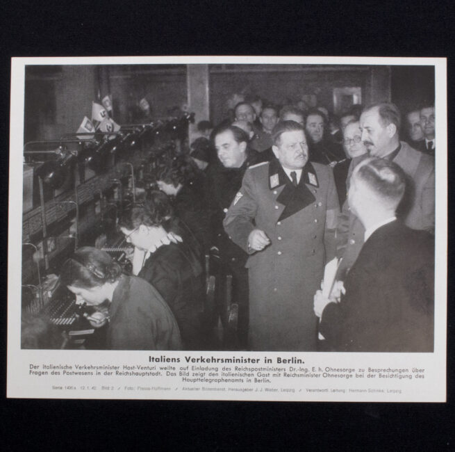 German WWII Bilderkasten paper photo Italiens Verkehrsminister in Berlin