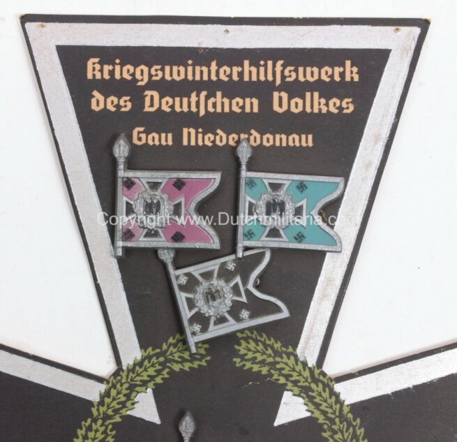 Kriegswinterhilfswerk des Deutschen Volkes Gau Niederdonau original cardboard Iron Cross presentation plate - extremely rare