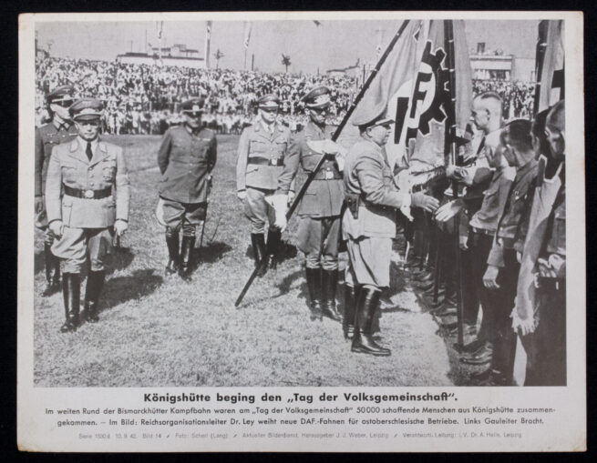 German WWII Bilderkasten paper photo Königshütte beging den Tag der Volksgemeinschaft