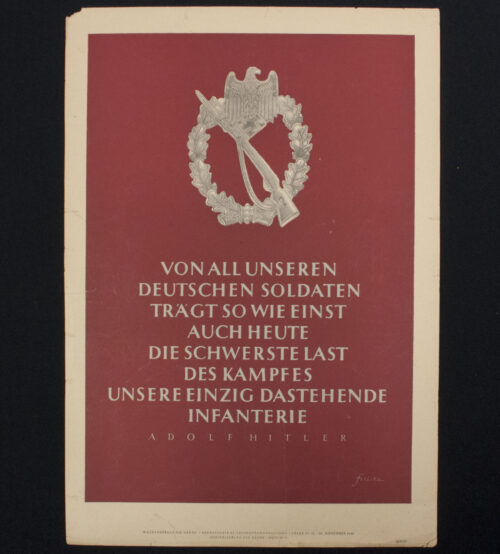 WWII German NSDAP Wochenspruch (propaganda miniposter) – Infanterie Sturmabzeichen (1942)