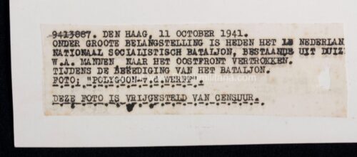 (Pressphoto) SS Vrijwilligers Legioen Nederland - 1st Batallion Swearing of Oath before leaving for the Eastfront (1945) EXTREMELY RARE!.