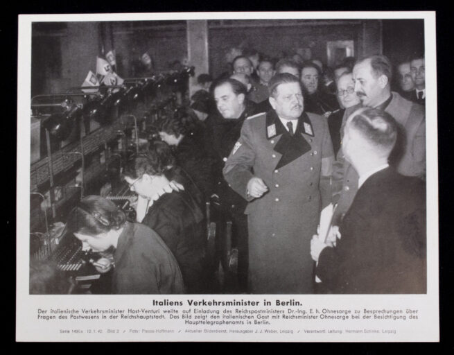 German WWII Bilderkasten paper photo Italiens Verkehrsminister in Berlin