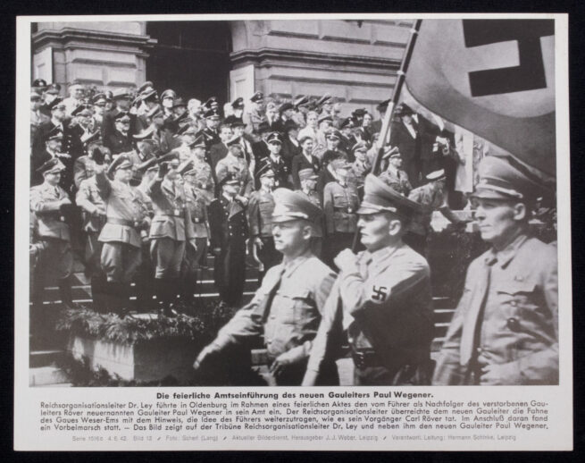 German WWII Bilderkasten paper photo Die feierliche Amtseinführung des neuen Gauleiters Paul Wegener