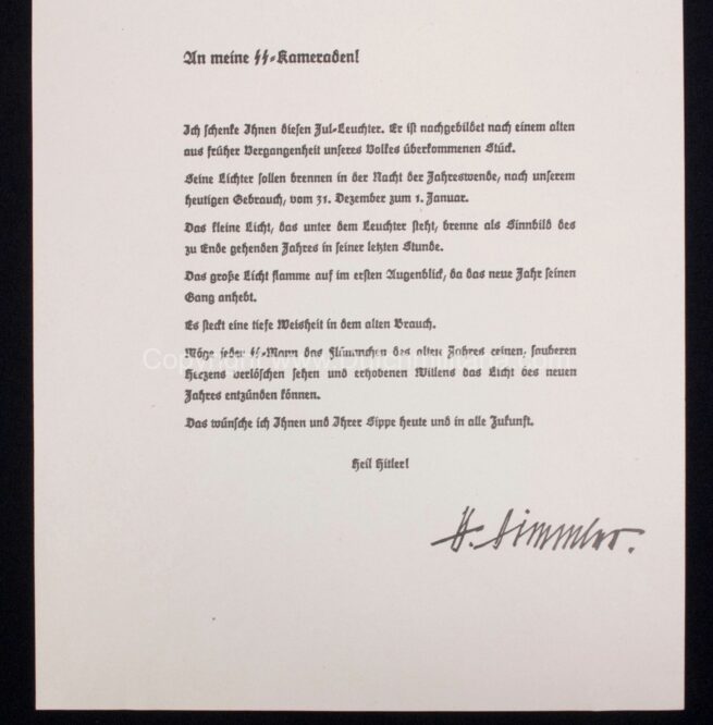 Der Reichsführer-SS Julleuchter document (1939) - extremely rare