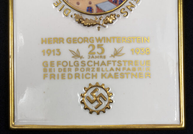 Deutsche Arbeitsfront (DAF) 25 Years Jubilee porcelain plaque - rare