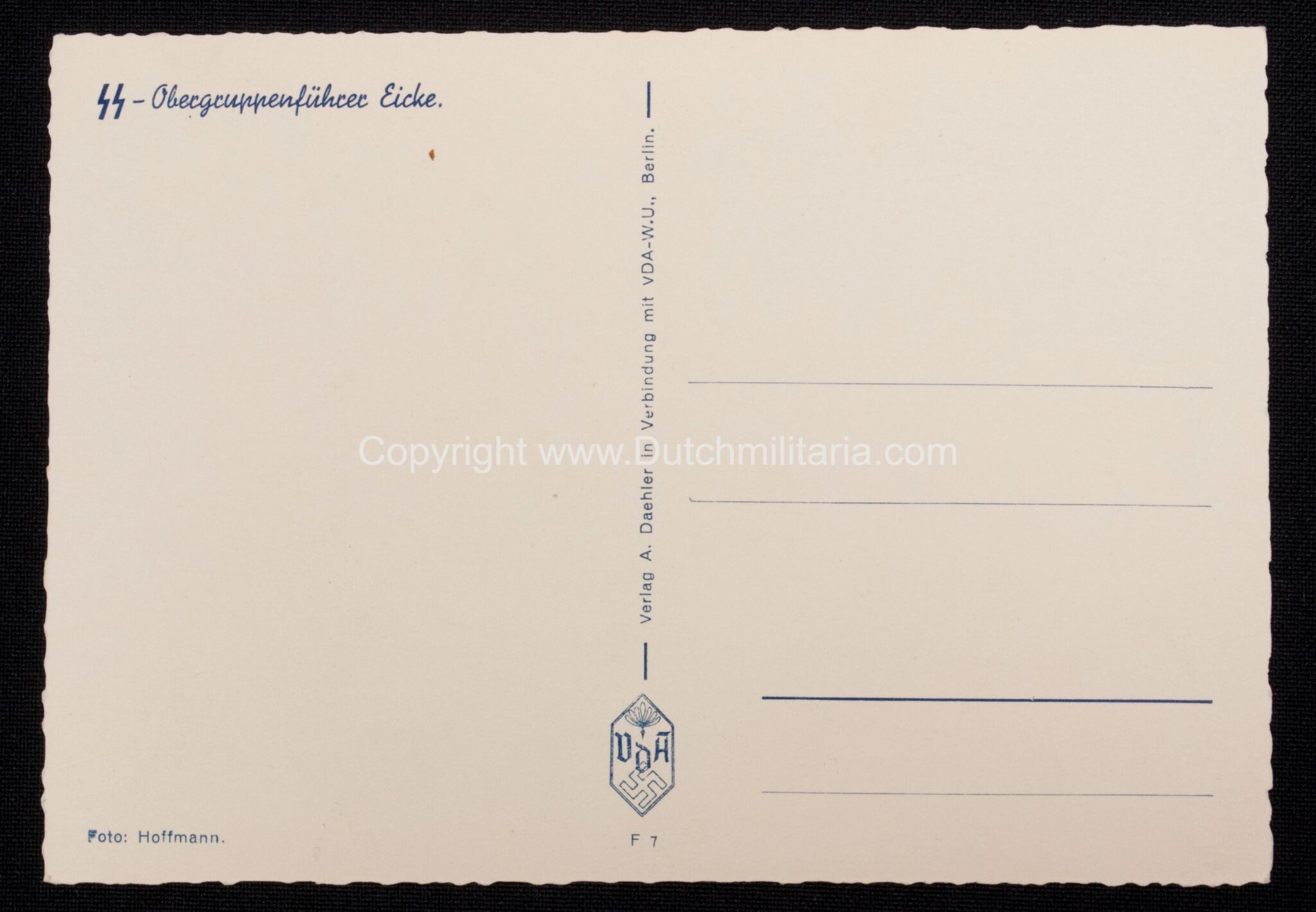 Postcard) SS-Obergruppenführer Eicke (Foto: Hoffmann)