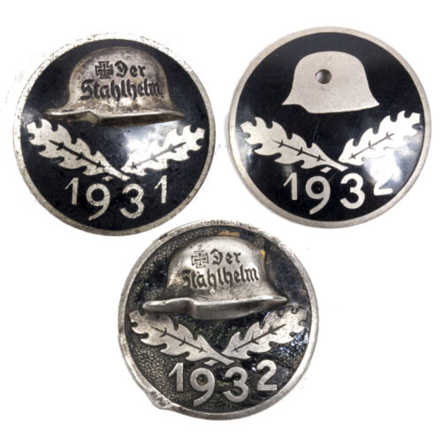 Stahlhelmbund Diensteintrittabzeichen Memberbadges - 3x 1931 + 1932 + 1932