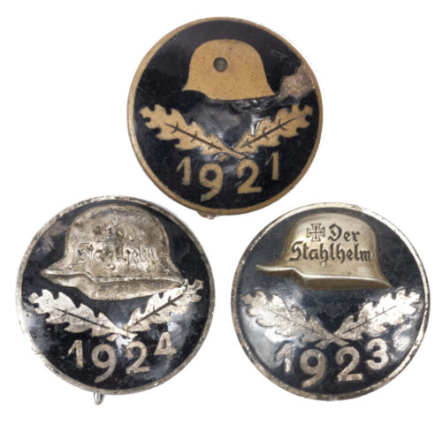 Stahlhelmbund Diensteintrittabzeichen Memberbadges - 3x 1921 + 1923 + 1924