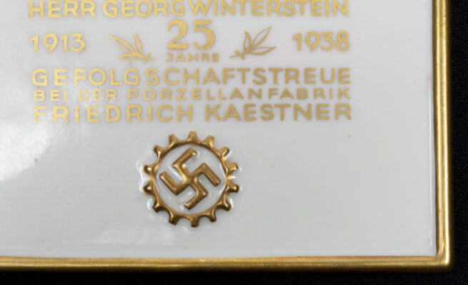 Deutsche Arbeitsfront (DAF) 25 Years Jubilee porcelain plaque - rare