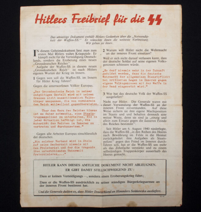 (Leaflet) Gedanken des Führers über die Waffen SS (G.42)
