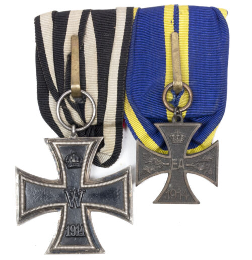 German WWI Medalbar with Iron Cross second class + Braunschweiger Kriegsverdienstkreuz