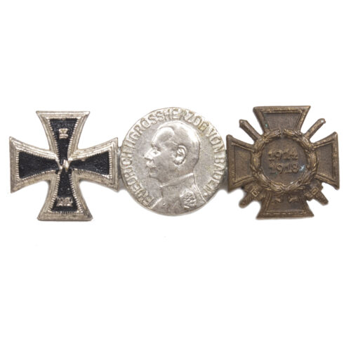 German WWI miniature medals Baden with Ek2 _ medaille für Verdienst + Frontkampfer Ehrenkreuz