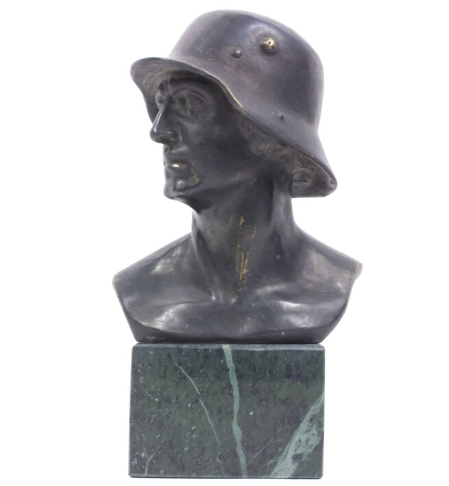 German World War I frontsoldier bust (large size 30 cm) by artist Fritz P. Zimmer - dated 1917 - rare