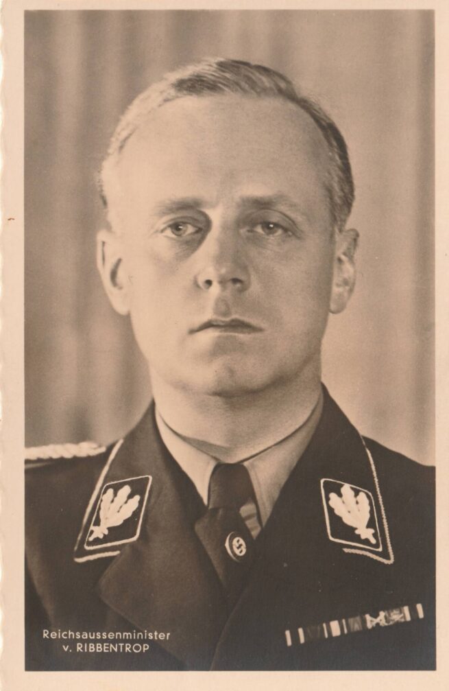 (Postcard) Reichsaussenminister v. Ribbentrop in SS Brigadefuhrer uniform (Photo-Hoffmann München)