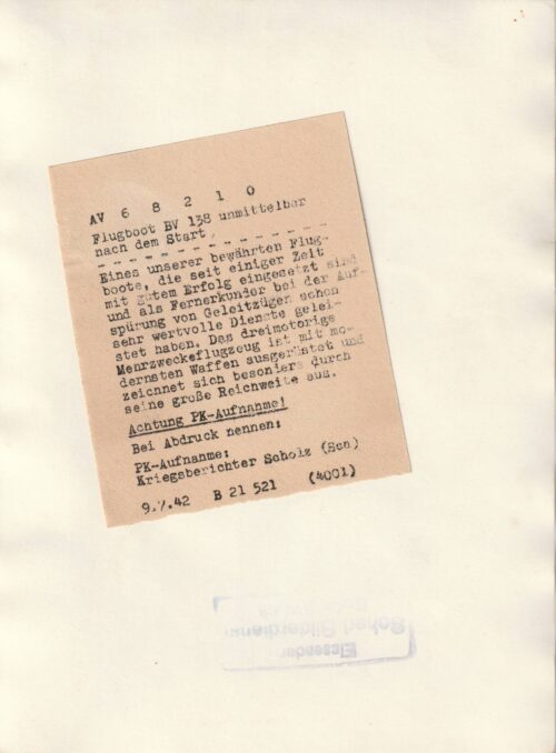 (Pressphoto_ Flugboot BV 138 unmittelbar nach dem Start (24x18 cm) (1942)