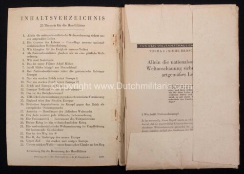 SS-Handblätter für den weltanschauliche Erziehung der Truppe - EXREMELY RARE