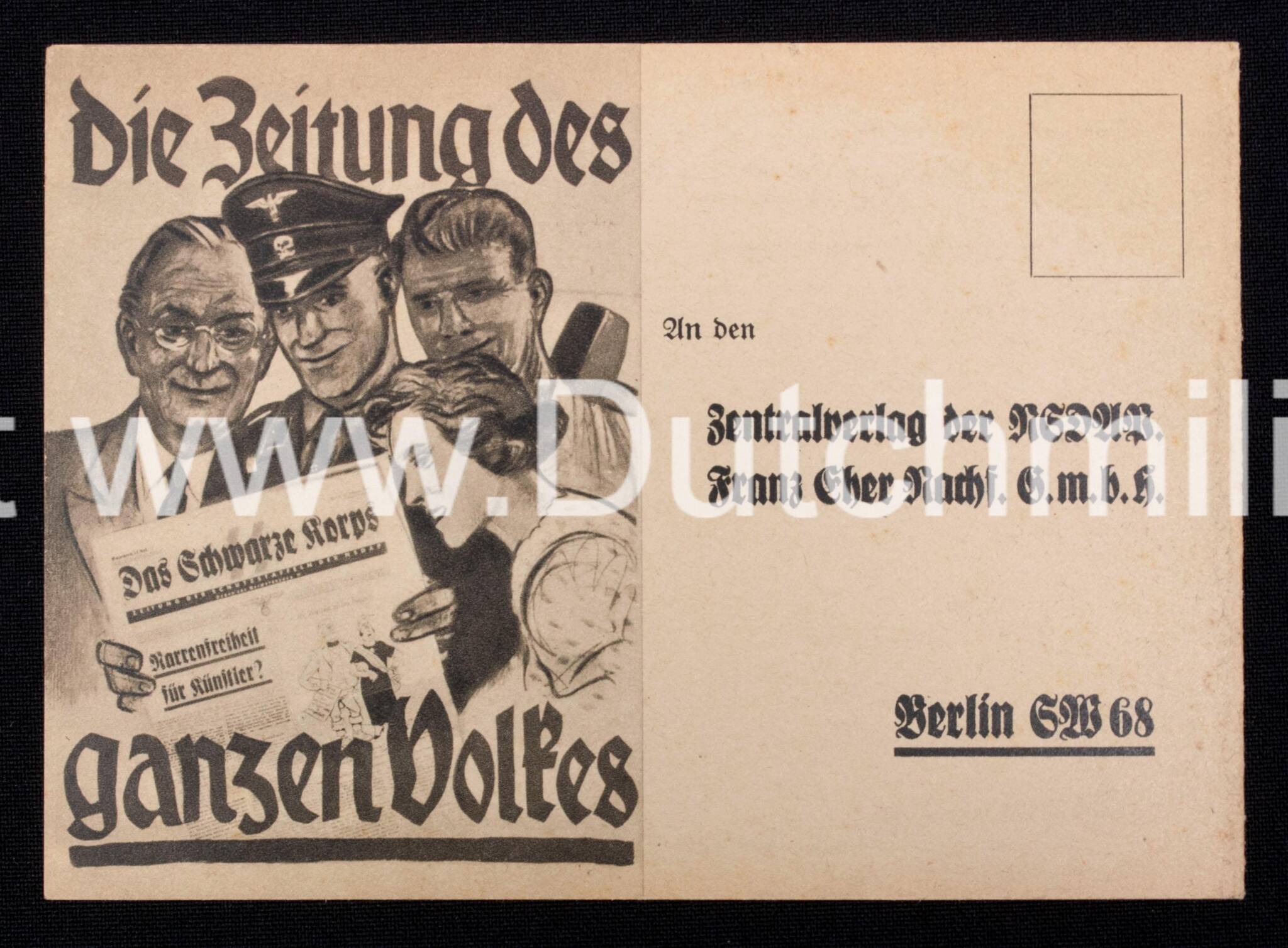 (SS Postcard) Das Schwarze Korps - Die Schutzstaffeln der NSDAP sammlen Bausteine für die Errichting eines SS-Mütterheimes - VERY RARE