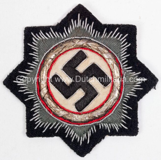 Deutsches Kreuz in Silber (DKIS) im Stoff in Panzerausführung German Cross in Silver on Panzercloth with paper tag - Extremely rare