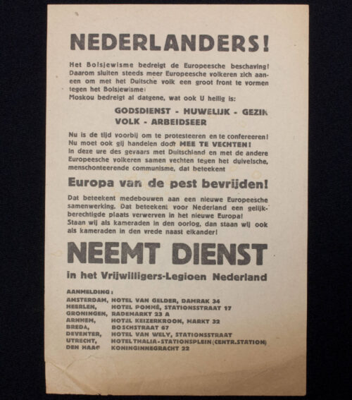 (Pamphlet) Nederlanders! Neemt dienst in het Vrijwilligers-Legioen nederland