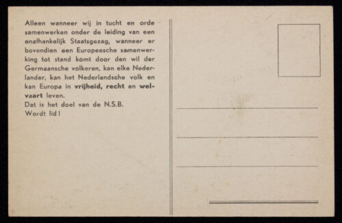 (Postcard) NSB Met Mussert Hou-Zee. In good condition.