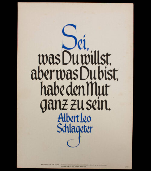 WWII German NSDAP Wochenspruch (propaganda miniposter) – Albert Leo Schlageter