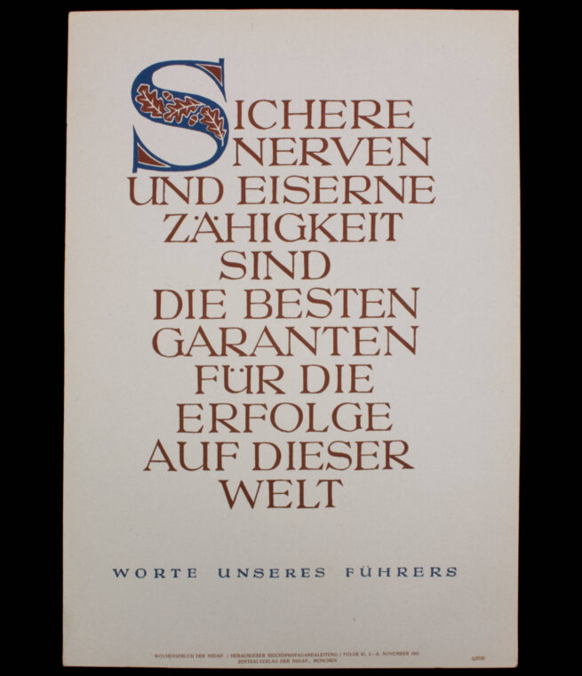 WWII German NSDAP Wochenspruch (propaganda miniposter) – Worte unseres Führers