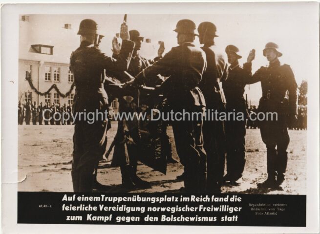 Auf einem Truppenübungsplats im Reich fand die feierliche Vereidiging norwegischer Freiwilliger zum Kampf gegen den Bolschewismus statt (24x18CM)