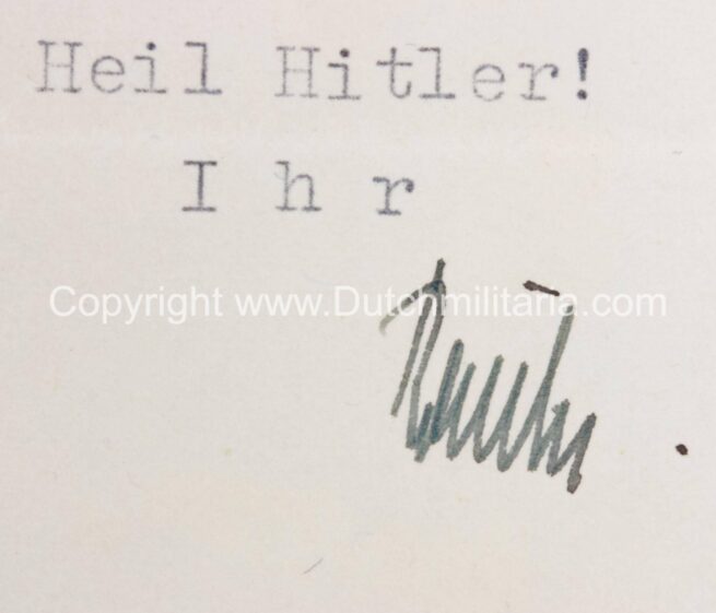 SS-Gruppenführer und General der Polizei Hanns Albin Rauter letter with signed autograph (1943)
