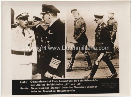 (Pressphoto) Generaladmiral Carls Generaloberst Stumpff Marschall Mannerheim (24x18cm)