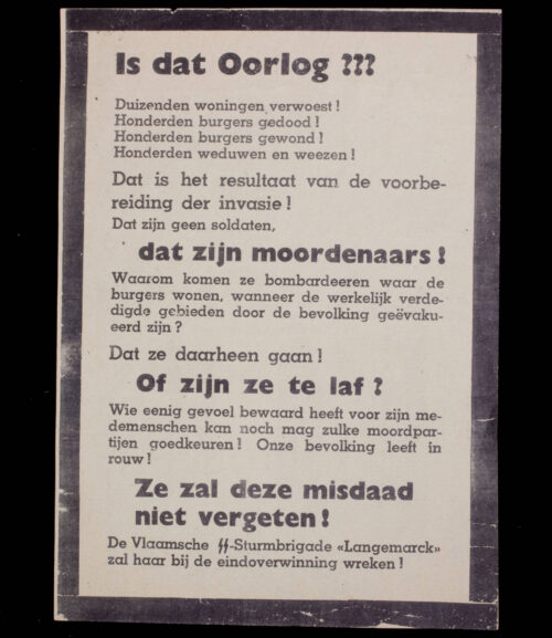 (Flemish Waffen-SS leaflet) SS-Sturmbrigade Langemarck - Is dat Oorlog (1944)