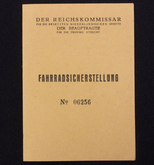 (Pass) Der Reichskommissar für die Besetzten Niederländischen Gebiete - Der Beauftragte für die Provinz Utrecht - Fahrradsicherstellung (1942)