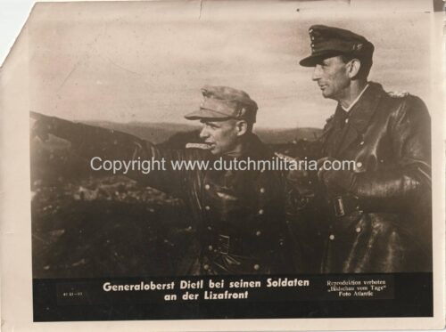 (Pressphoto) Generaloberst Dietl bei seinen Soldaten an der Lizafront (24x18cm)