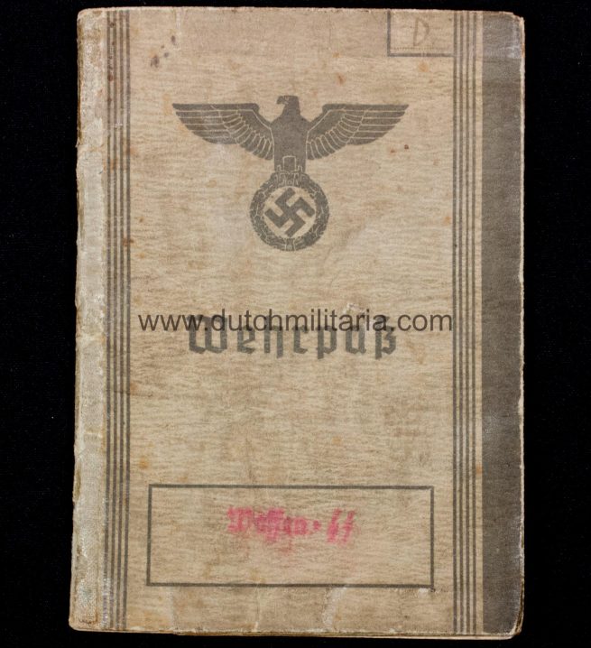 Waffen-SS Wehrpass 3.SS Totenkopf Standarte "Thüringen" with signed research letter by Simon Wiesenthal (!) - VERY RARE
