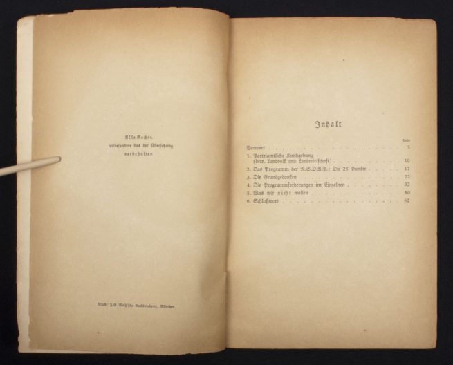 (Brochure) Dipl. Ing. Gottfried Feder M.d. R., Das Programm der N.S.D.A.P. (1934) In good condition.