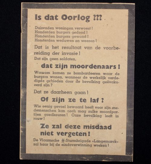 (Flemish Waffen-SS leaflet) SS-Sturmbrigade Langemarck - Is dat Oorlog (1944)