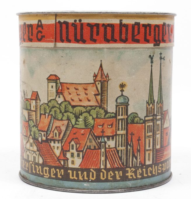 Nürnberg die Stadt der Reichsparteitage metallic box Nürnberger Lebkuchen Haeberlein Metzger AG - rare