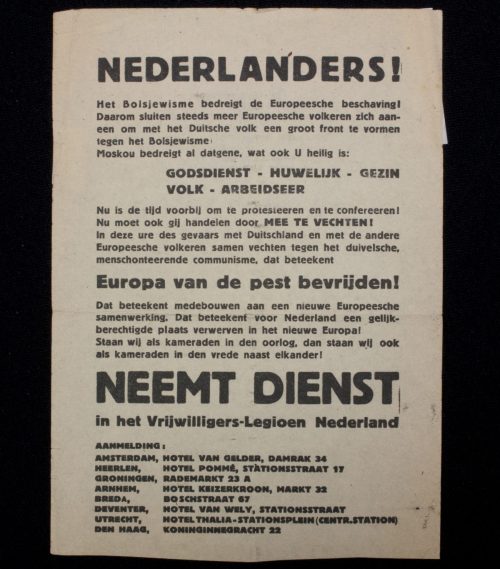 (Pamphlet) Nederlanders! Neemt dienst in het Vrijwilligers-Legioen Nederland