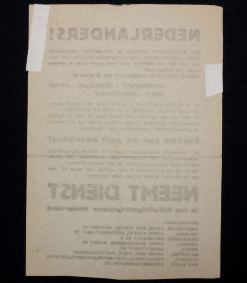 (Pamphlet) Nederlanders! Neemt dienst in het Vrijwilligers-Legioen Nederland