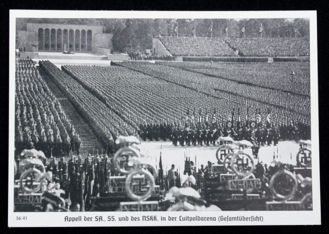 (Postcard) Appell der SA ., SS und des NSKK in der Luitpoldarena (Gesamtübersicht)